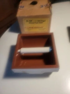 Vintage Brown porcelain/ceramic Toilet Paper Roll Holder 1950s 1960 Nos New - Picture 1 of 6