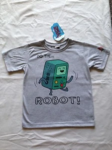 BNWT Boys Sz 8 Official Adventure Time BMO Short Sleeve Grey Tee Shirt Top - Picture 1 of 1