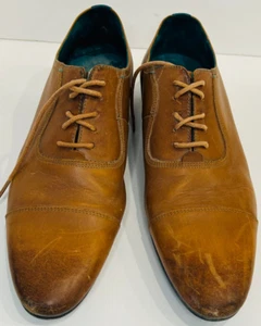 Ted Baker Dress Shoes Men's US 9.5 Brown Leather Hawthorne Lace Up Cap Toe - Picture 1 of 14