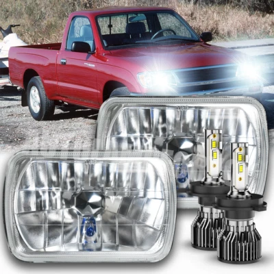 Par de faros LED de 7X6 pulgadas alto/bajo DRL para Toyota Tacoma 1995 1996 1997 y camioneta Foto 1 de 4