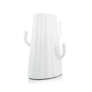 Tall White Metal Cactus-Shaped Vase w/ 3 Branches - Picture 1 of 4