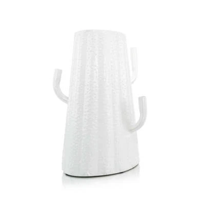 Высокая ваза в форме кактуса из белого металла с 3 ветвями - Изображение 1 из 4