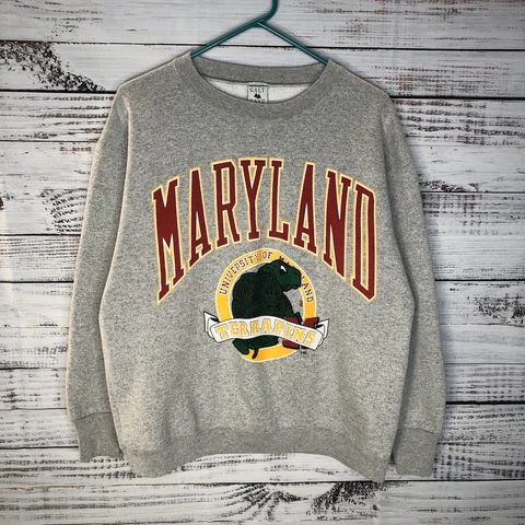 Vintage 80s University Of Maryland Terps UMD Old School Logo Sweatshirt Medium Cover