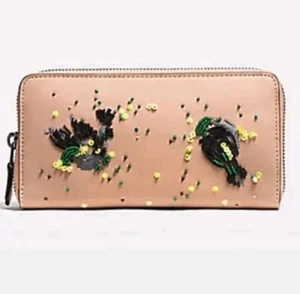 Coach Napa Leder Geldbörse kontinental umlaufender Reißverschluss verziert Meadowlark $ 349 - Bild 1 von 12