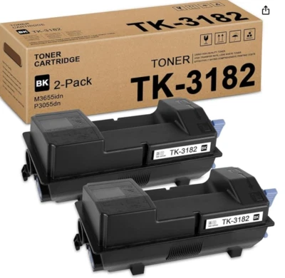 2-Pack TK-3182 Black Toner Cartridge for Kyocera ECOSYS M3655idn/P3055dn Printer - Image 1 of 2