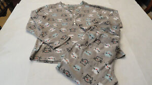 PJ Couture Pajamas Fleece Cat/Kitten Gray Teal Sz XL Women