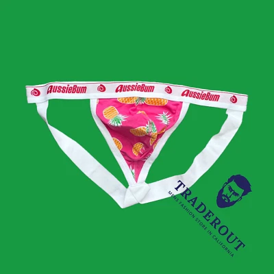 AussieBum Men pink Pineapple Party cotton jock jockstrap underwear size L - Image 1 of 4