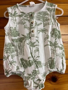 Kate Quinn Tiger Jungle Henley Romper Unisex One Piece Outfit Size 6-12 Months - Picture 1 of 2