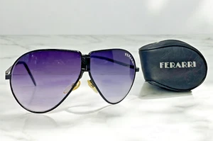 Ferrari Aviator FOLDING Sunglasses Vintage w Soft Logo Zipper Case *Read - Picture 1 of 11