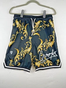 Talla S - Pantalones Cortos Crooks & Castles Bandito Oro Remolino Malla Negros - Imagen 1 de 4