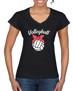 Linda camiseta de voleibol mamá con arco cinta pelota para mujer cuello en V estándar - Imagen 1 de 6