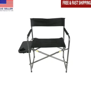 Foldable Director Chair W/ Side Table 600D Polyester Steel Frame Camping Outdoor - Picture 1 of 8