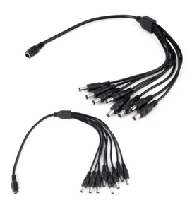 Paquete de 2 cables divisores de alimentación de salida DC 1 hembra a 8 machos adaptador Y para cámara CCTV. - Imagen 1 de 8