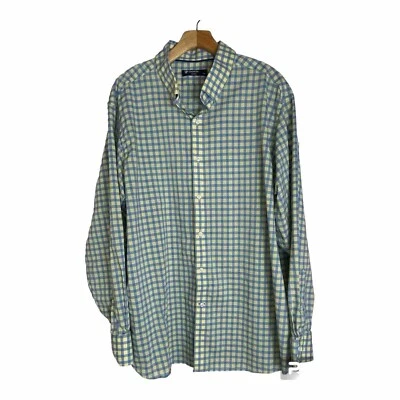 Daniel Cremieux Classics Collection Mens XXL Blue Yellow Grid Button Dress Shirt - Image 1 of 4