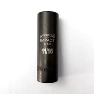 Armstrong 20-622 1/2" Drive 12 Point Deep Impact Socket 11/16" USA - Picture 1 of 3