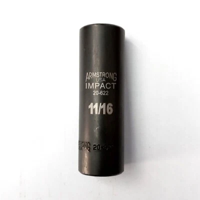 Armstrong 20-622 1/2" Drive 12 Point Deep Impact Socket 11/16" USA - Image 1 of 3