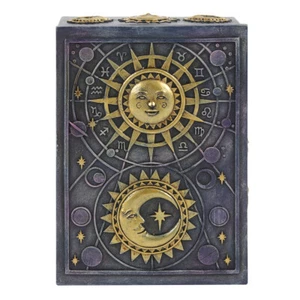 Sun and Moon Celestial Design Blue Trinket Jewellery Storage Box - Picture 1 of 3
