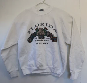 Felpa vintage St.Pete Beach Florida uomo girocollo bianca viaggio USA - Foto 1 di 8