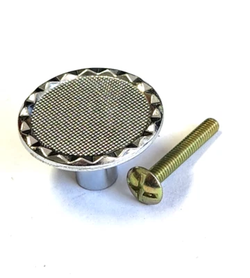 10 Vintage Knob Chrome Silver Mid Century Retro Ajax 1-1/4" Round Cabinet Pull - Image 1 of 4