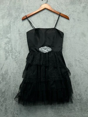 Vestido Adrianna Papell Negro Adornado Formal Fiesta Talla 1/2 Vestido Sin Tirantes Foto 1 de 4
