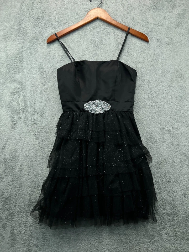 Adrianna Papell Dress Black Embellished Formal Party Size 1/2 Dress Strapless - Image 1 of 4