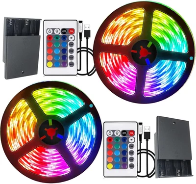 Battery Powered Led Strip Lights, 5050 6M/20FT, Flexible Color Changing RGB LED - Image 1 of 4