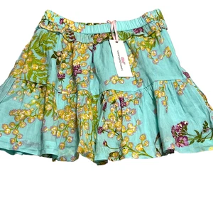Falda Vineyard Vines Niñas Mediana Aqua Mimosa Floral con Volantes en Niveles Nueva con Etiquetas 10-12 - Imagen 1 de 8