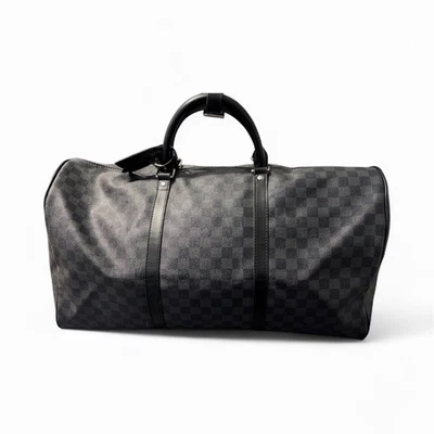 Louis Vuitton Keepall Bandouliere Duffle 55 Black Canvas W/ Lock, Keys And Tag - Image 1 of 4