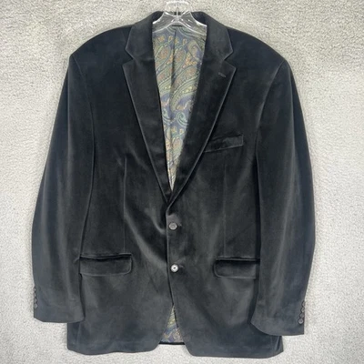 Blazer LRL Lauren Ralph Lauren Para Hombres 44L Negro Terciopelo Cachemira Forrado Dos Botones Foto 1 de 4