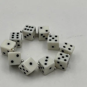 Vintage Dice Bracelet Die White Dice Amber Rolling Dice Stretch Bracelet - Picture 1 of 6