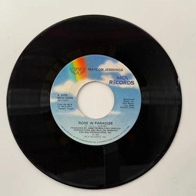 Waylon Jennings - Rose In Paradise 7" Record 1987 MCA Records Country 45RPM - Image 1 of 2