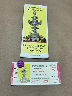 Programa Secretariat’s Preakness Day 19 de mayo 1973 Pimlico Triple Corona + Boleto Foto 1 de 4