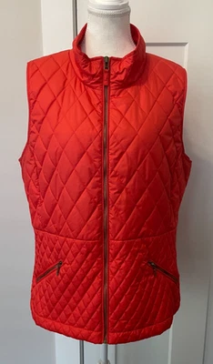 CHALECO TALBOTS Mujer Acolchado Cremallera Frontal NARANJA con Bolsillos Talla L Foto 1 de 4