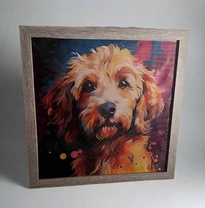 12"x12" Bunter Golden Doodle/Impressionist Leinwanddruck in HOLZRAHMEN - Bild 1 von 1