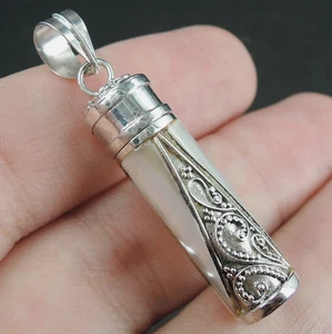 925 Sterling Silver Mother of Pearl Prayer Locket Ashes Box Pendant Jewellery - Picture 1 of 7