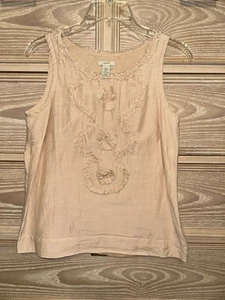 J. Crew Sleeveless Tank Rosette Details Ballet Pink Size 6 EUC - Picture 1 of 5