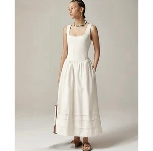 Neu mit Etikett J. Crew Small Petite Drop-waist Mixy Dress Natural Cream - Bild 1 von 5