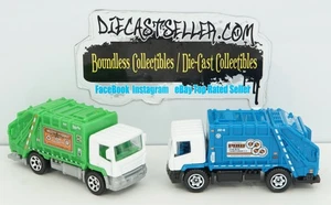 MATCHBOX LOT GARBAGE KING TRUCK GREEN 2021 MBX CITY BLUE 2022 MBX METRO DIORAMA - Picture 1 of 2