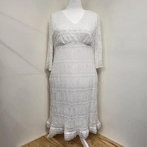 Robe MIDI de mariage femme Lapin Lapin Lapin Taille 14W blanche dentelle doublée stretch - Photo 1/21