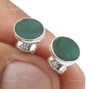Malachite Stone Solid Sterling Silver Ethnic New Stud Post Wife Wedding Earrings - Picture 1 of 9