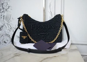 Borsa a tracolla originale Prada Milano maglia Mini Re Edition NOIR GOLD - Foto 1 di 15