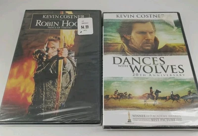 KEVIN COSTNER Dances With Wolves 20th Anv. Edition & Robin Hood 2 DVDs NEW - Image 1 of 3