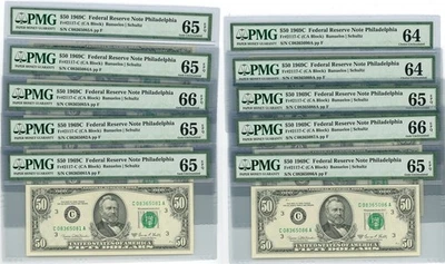 Fr 2117C $50 1969C Federal Reserve Note 10 Consecutive 64-66EPQ PMG DC-2664 - Image 1 of 3