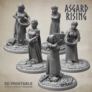 Mujeres aldeanas, juegos de guerra de mesa RPG fantasía DnD pueblo pueblo pueblo miniatura - Imagen 1 de 13