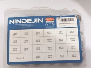 NINDEJIN M2 M3 M4 M5 Hex Socket Head Cap Screws Assortment Kit with Storage Box - Picture 1 of 3