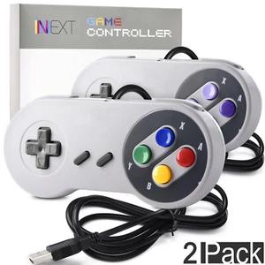 Confezione 2 Retro Super SNES USB Classic Controller Gamepad PC MAC Linux Raspberry Pi - Foto 1 di 10
