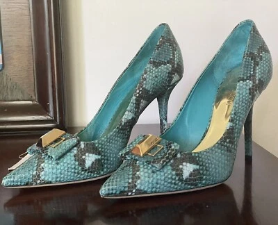 Tacones de piel de serpiente azul Emilio Pucci Italia Foto 1 de 4