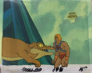 MOTU He-Man Masters of the Universe He Man Animation Production Cel /Copy Bg coa - Picture 1 of 4