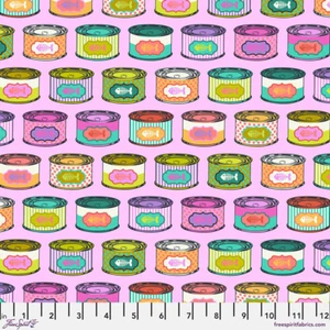 NEW! TULA PINK TABBY ROAD DEJA VU CAT SNACKS ELECTROBERRY COTTON FABRIC 1/2 YD - Picture 1 of 1
