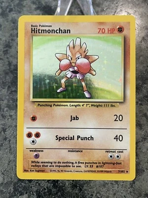 Pokemon Card Hitmonchan 7/102 Base Set Holo Unlimited 1999 - Image 1 of 2